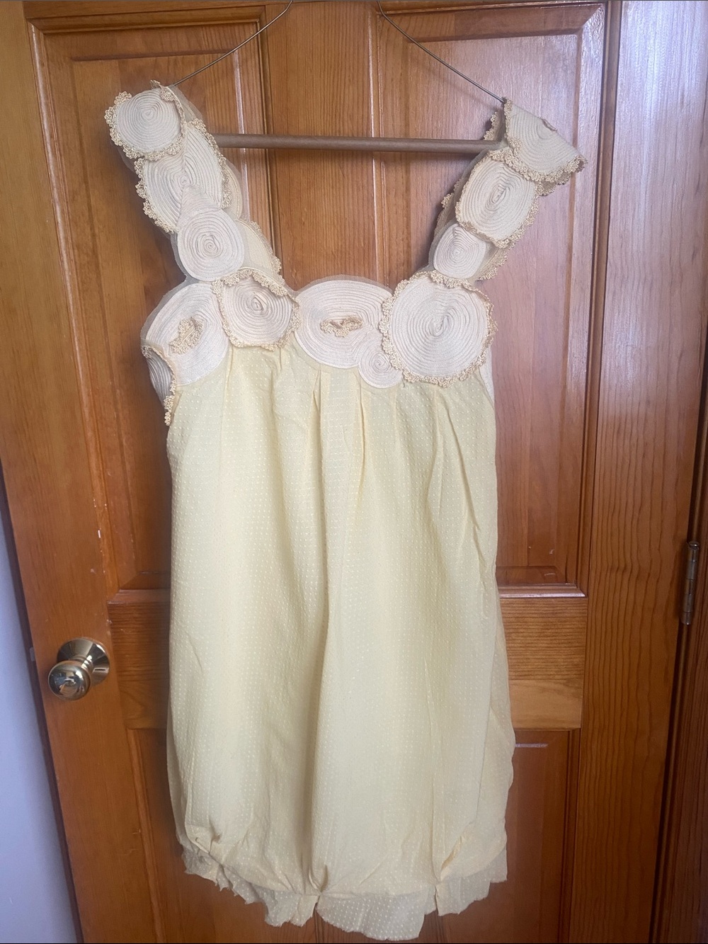 BCBGMaxAzria Pale Yellow Girls Dress with Cream Floral Applique